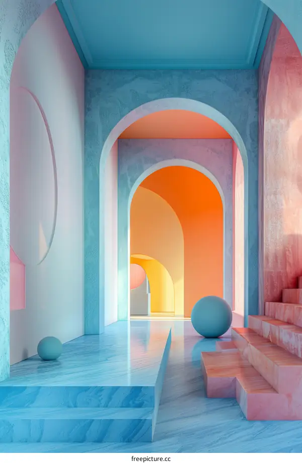 Modern Colorful Archway Corridor Interior Design