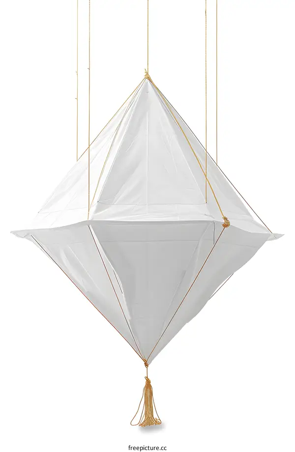 White weather balloon hanging on white background