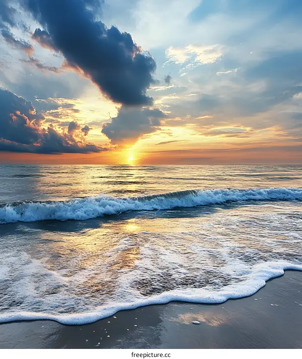 Golden Sunset Over The Ocean