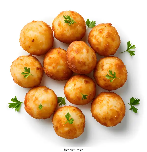 Fried Potato Balls on White Background