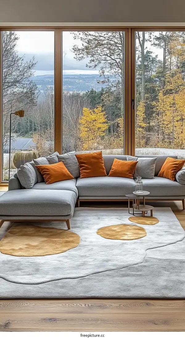 Modern Living Room Area Rug with Abstract Design