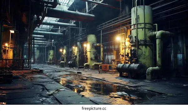 decaying industrial building interior