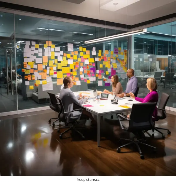 Business professionals discussing ideas in a conference room