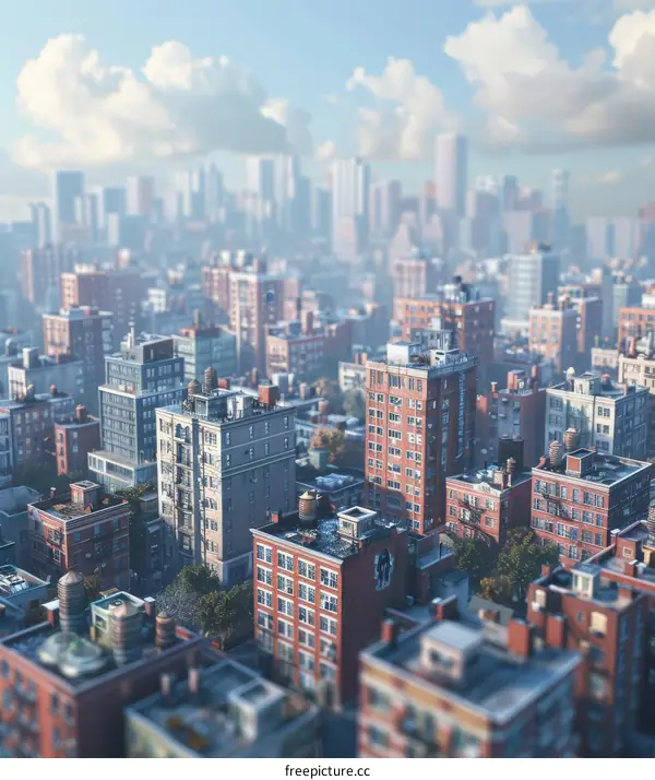 A Metropolis with Towering Skyscrapers and Azure Firmament