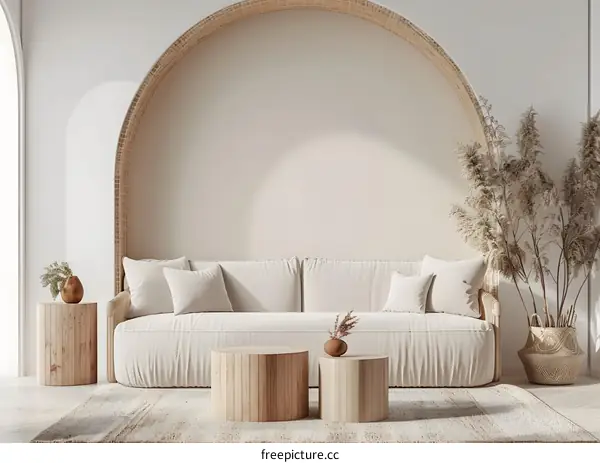 Minimalist Living Room with Arch Interior Design