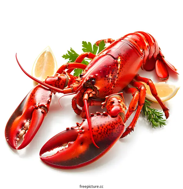 Red lobster with lemon and parsley