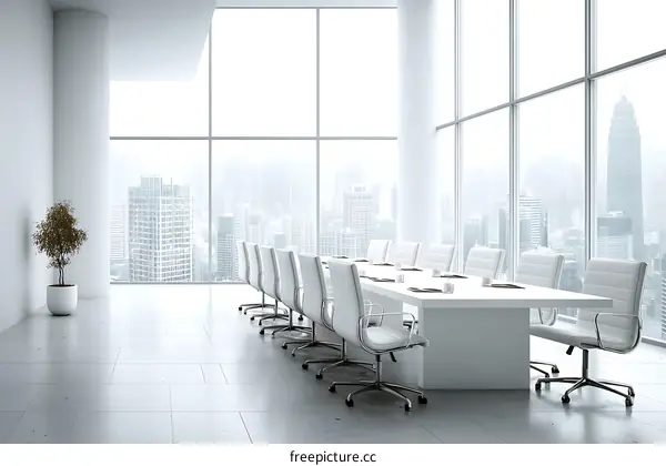 Modern Meeting Room with Panoramic City View