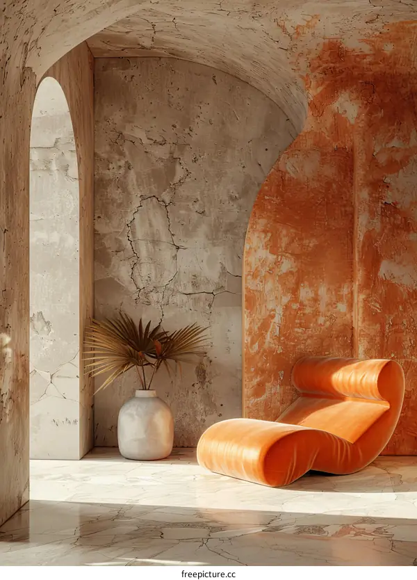 Modern Interior Design with Orange Lounge Chair