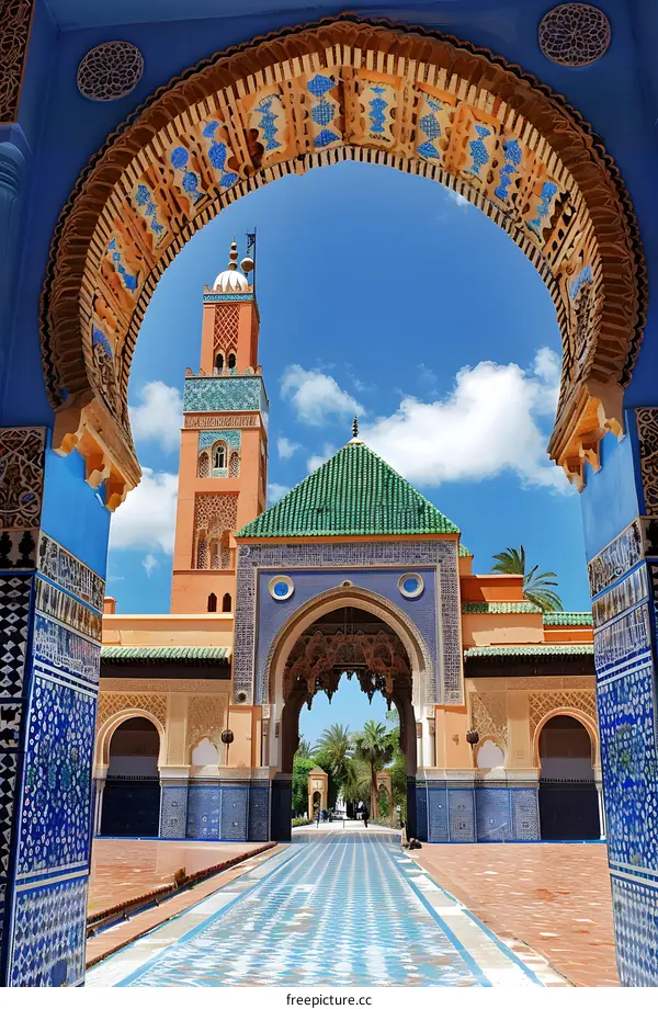 The beautiful architecture of the Hassan II Mosque in Casablanca, Morocco.