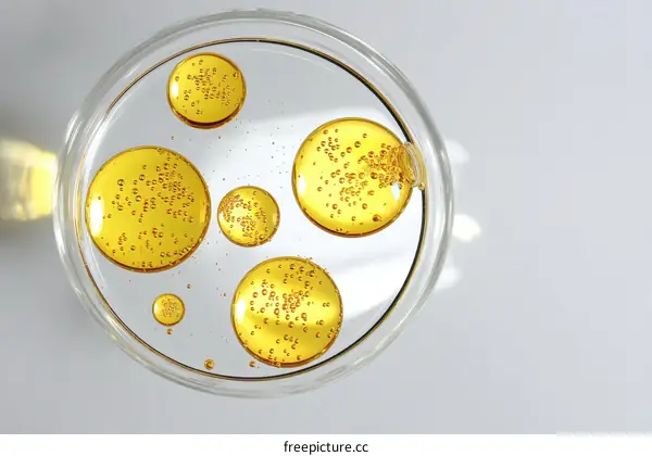 Oil Drops in Petri Dish