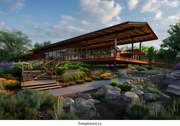 Modern Architecture House With Garden Landscape