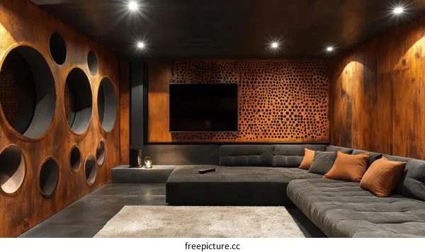 Modern Industrial Home Theater Room Design