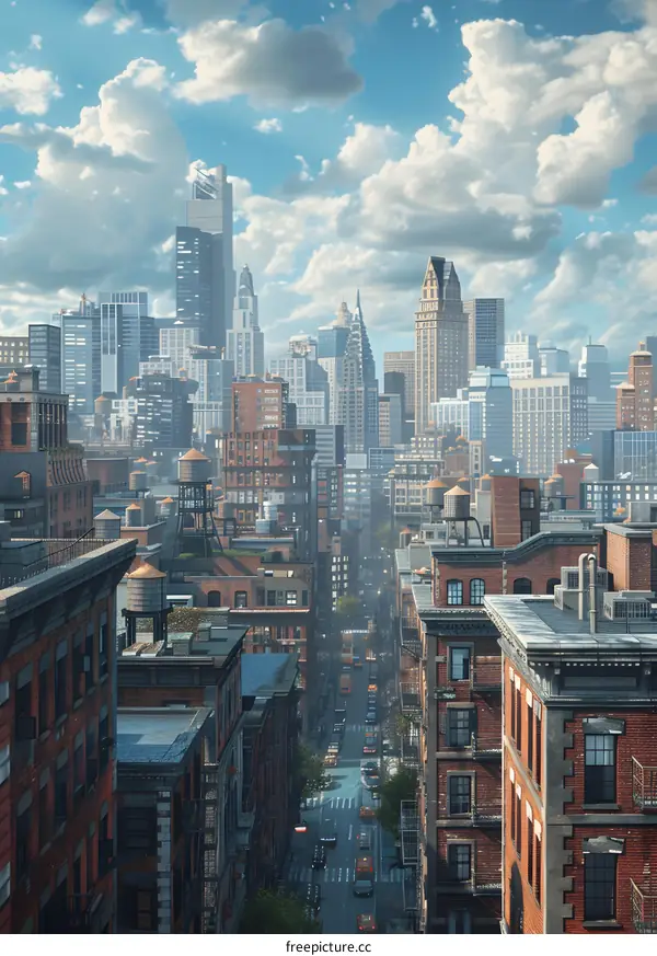 A Street with Tall Buildings on Both Sides