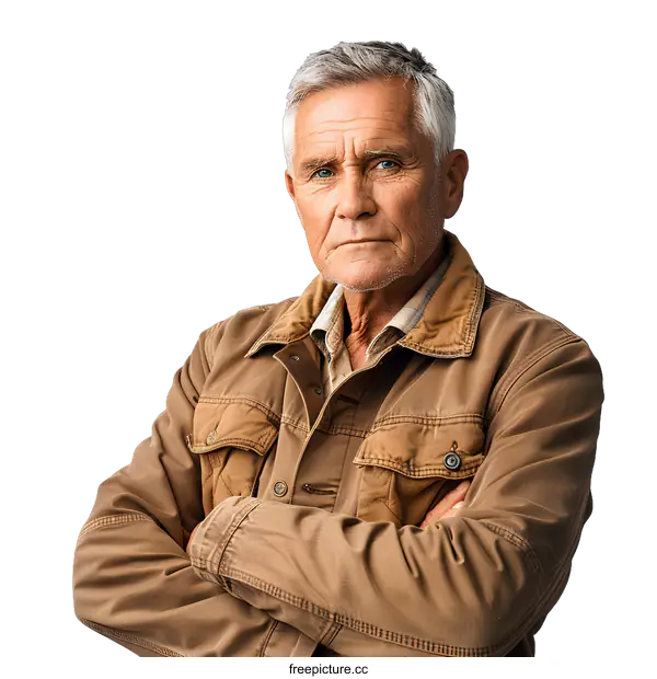 [Transparent Background PNG]Portrait of a man in a brown jacket