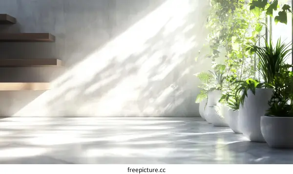 Modern Minimalist Interior Design with Sunlight and Greenery