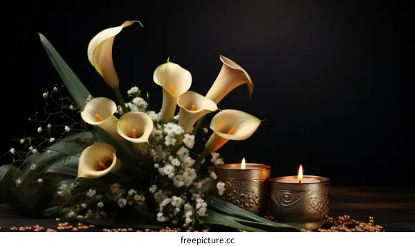 Elegant Calla Lily and Candle Still Life