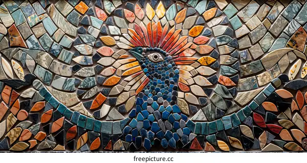 Peacock Feather Mosaic Art