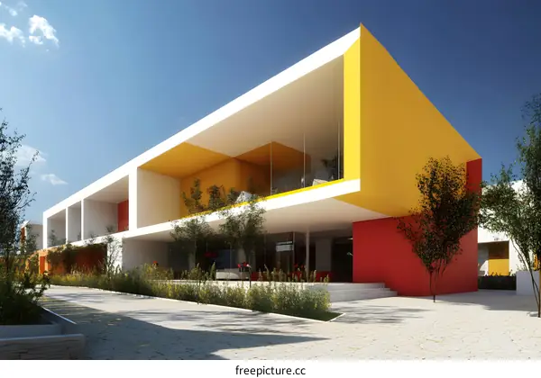 Modern Yellow and Red Building Design