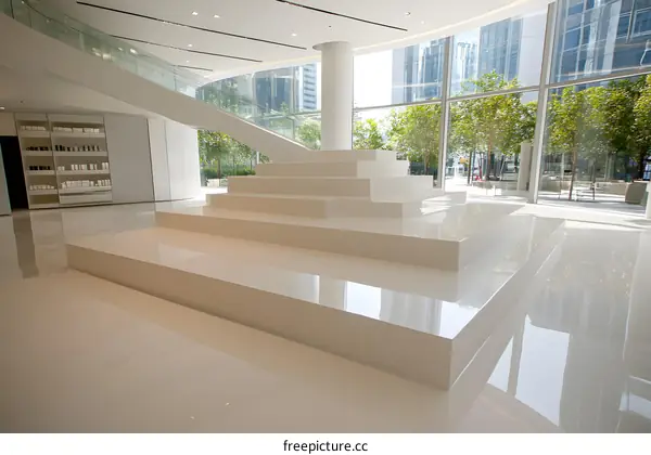 Modern White Platform In Contemporary Building Interior