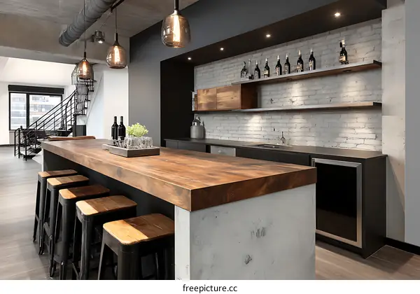 Modern Industrial Loft Kitchen Bar