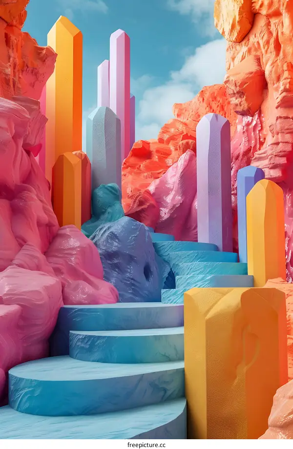 Geometric Stairway Leading Upwards