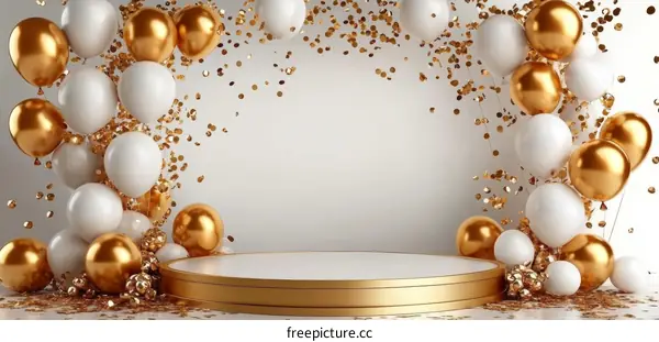 Luxury Gold and White Balloon Product Display