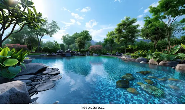 Tropical Paradise: Lush Greenery & Pristine Blue Lagoon