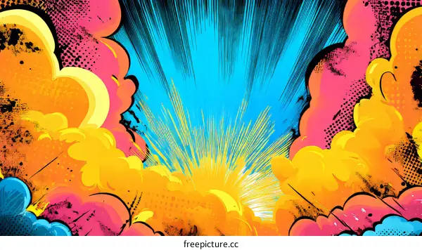 Colorful Comic Book Style Cloudscape Background