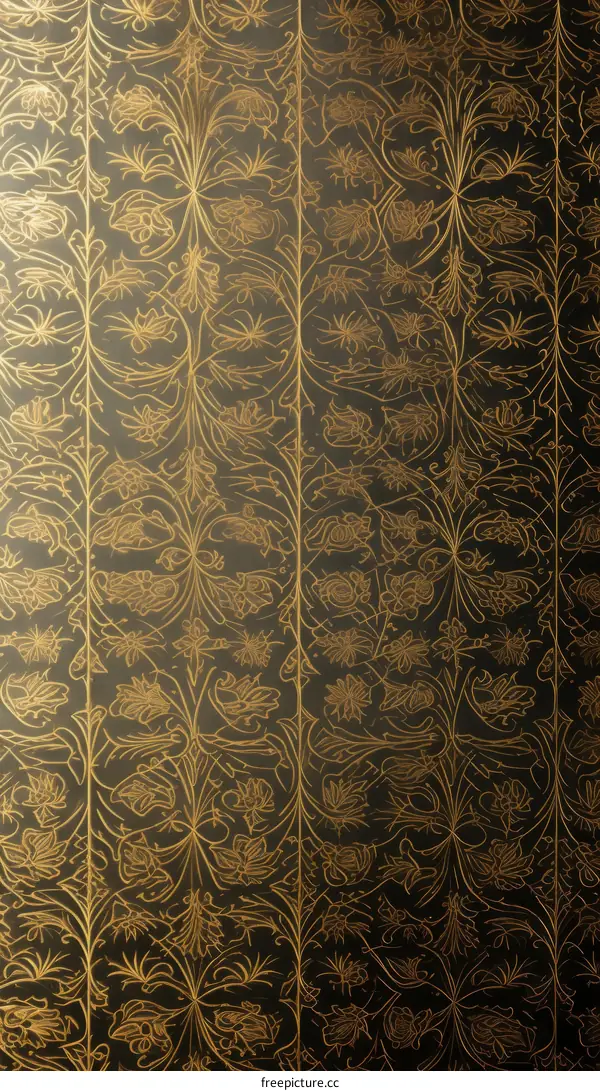 Intricate Black and Gold Floral Damask Pattern