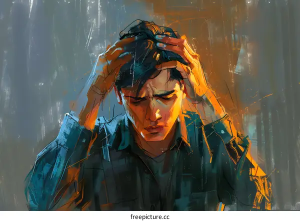 Man holding his head in agony