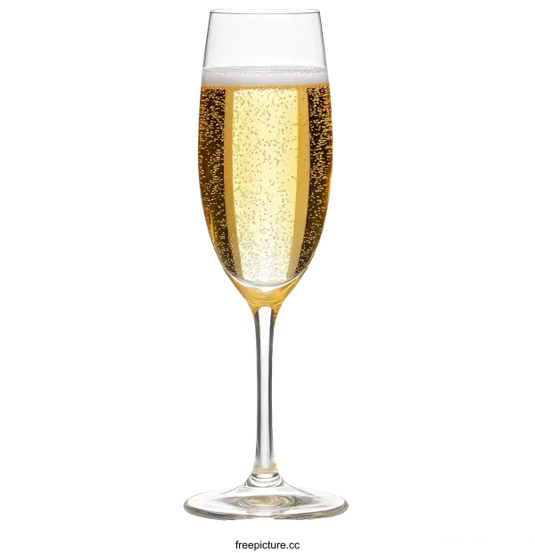 [Transparent Background PNG]Champagne Glass Filled with Sparkling Wine