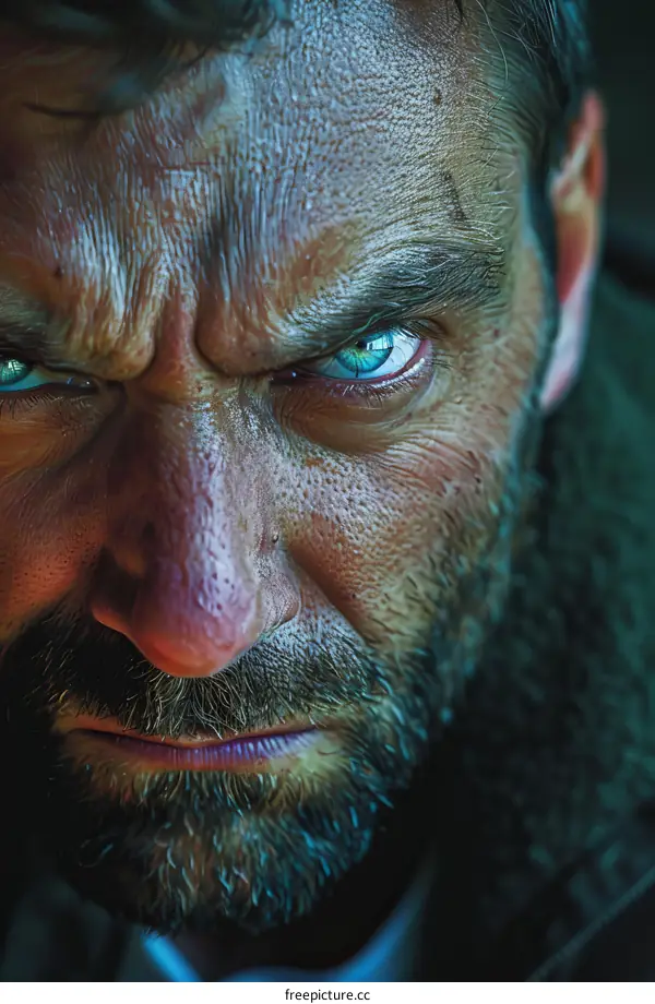 Close Up Portrait of a Man with Intense Gaze