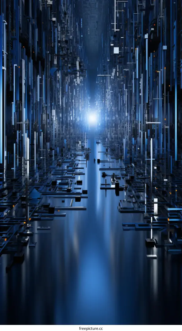 Futuristic Blue Technology Tunnel