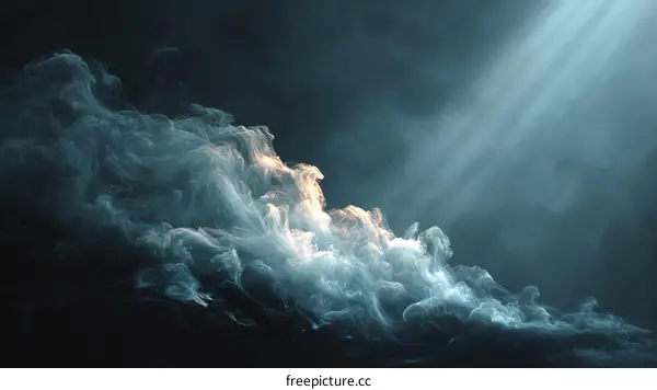 Abstract Smoke Cloud Lit by Light Rays
