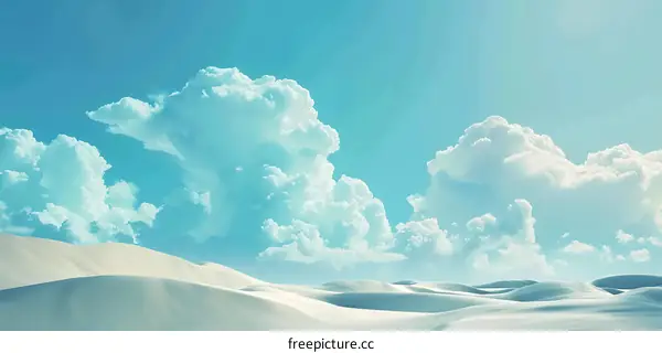 White Sand Dunes under Blue Sky with Clouds