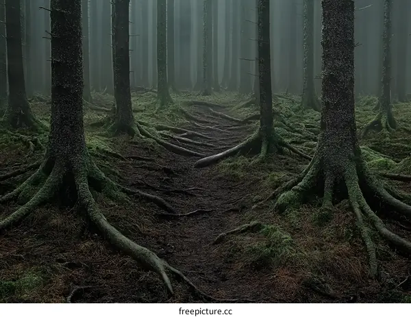 Forest Path With Tree Roots