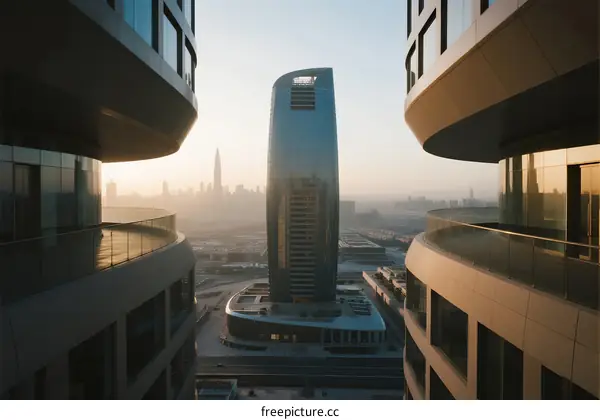 Modern Skyscrapers in Urban Cityscape with Clear Sky