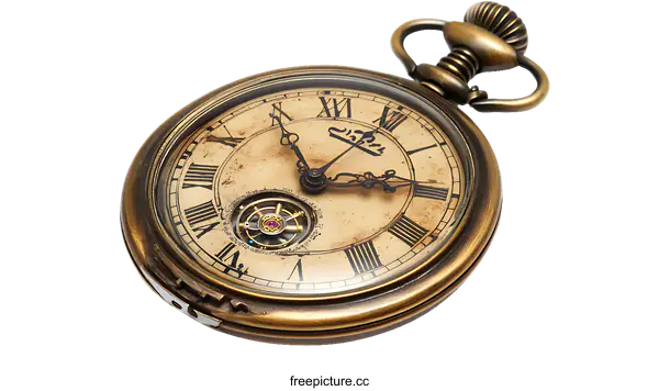 [Transparent Background PNG]Vintage Pocket Watch on White Background