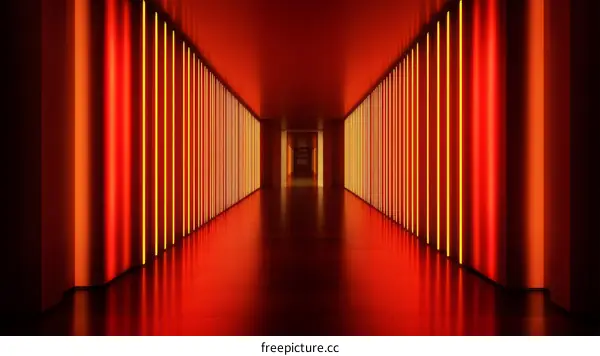 Abstract Red and Yellow Neon Corridor