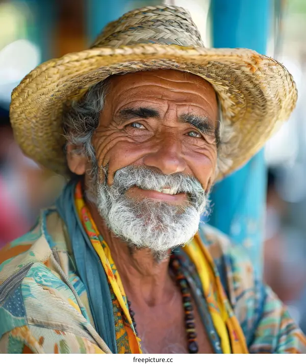 Portrait of a Cuban Man with a Straw Hat