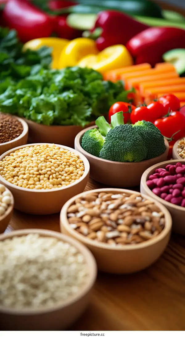 Variety of Fresh Vegetables and Grains