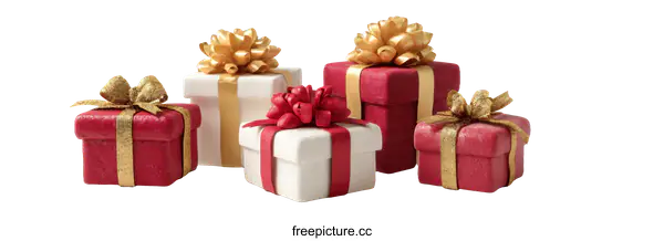 [Transparent Background PNG]Christmas Gift Boxes Arrangement on White Background
