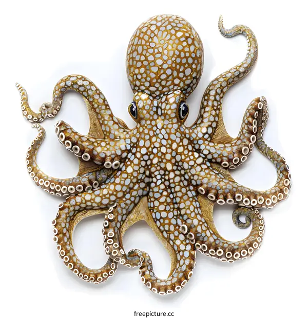 Blue Ringed Octopus on White