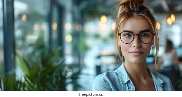 Portrait of a young woman wearing glasses