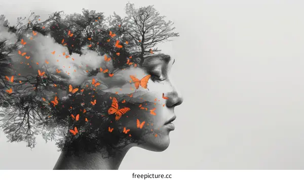 The girl with butterflies in her hair