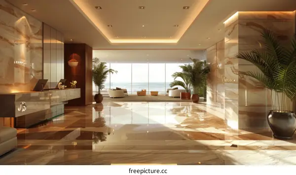 Opulent Interior Design of a Luxury Hotel Lobby