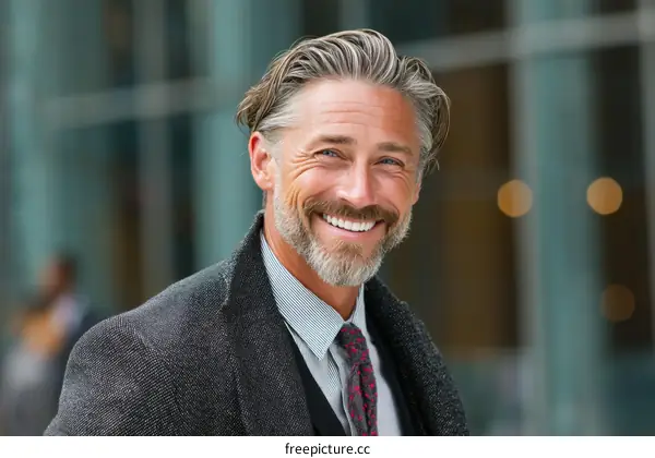 Smiling Businessman Portrait in Urban Setting
