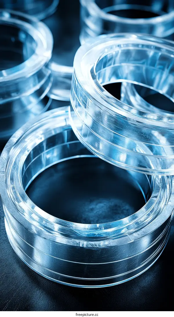 Transparent Circular Industrial Components Close-up