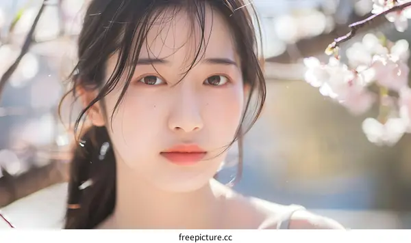 Portrait of a Young Woman with Cherry Blossoms