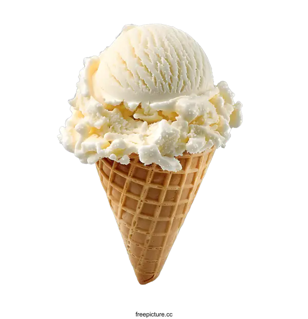 [Transparent Background PNG]Vanilla Ice Cream Cone On White Background